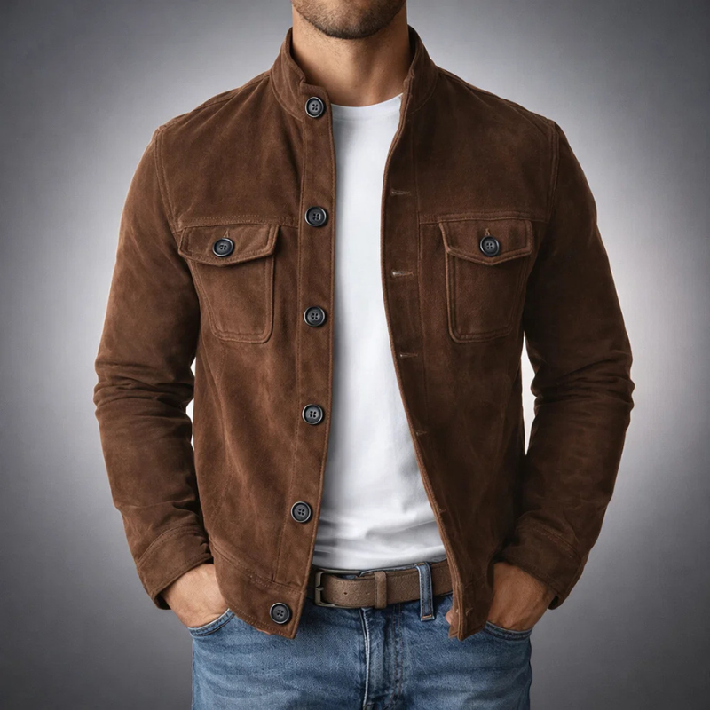 Overshirt Suede Flap Pockets Military Cut