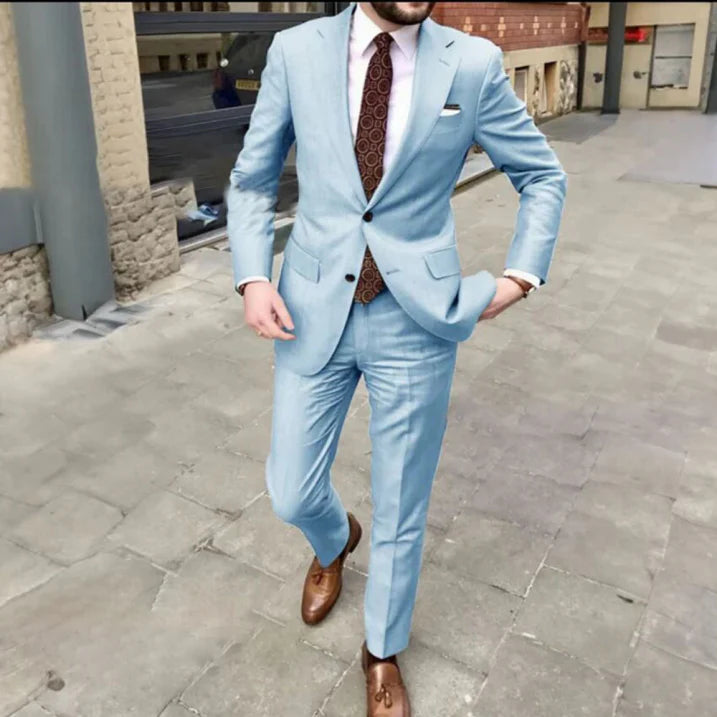 Men's Suit Wool Two Piece Tailored Notch Lapel