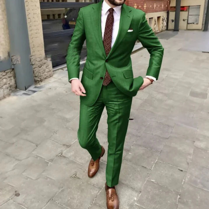 Men's Suit Wool Two Piece Tailored Notch Lapel