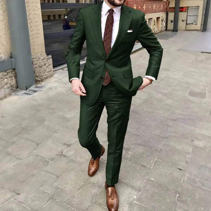 Men's Suit Wool Two Piece Tailored Notch Lapel