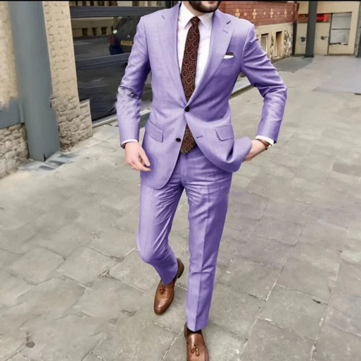 Men's Suit Wool Two Piece Tailored Notch Lapel