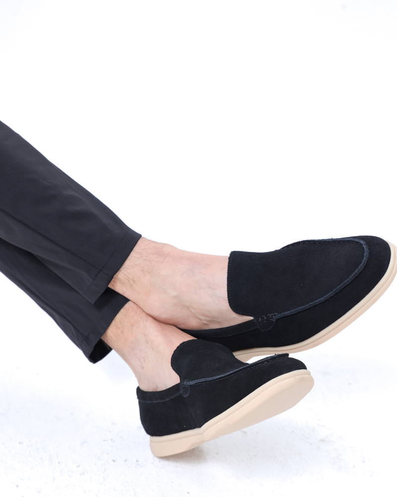 Loafer Suede Slip On Moccasin Toe Braided Vamp