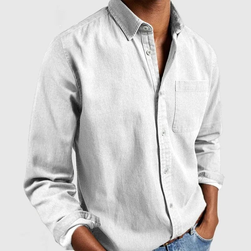 Tristan | Men's Long-Sleeve Button-Front Shirt with Chest Pocket