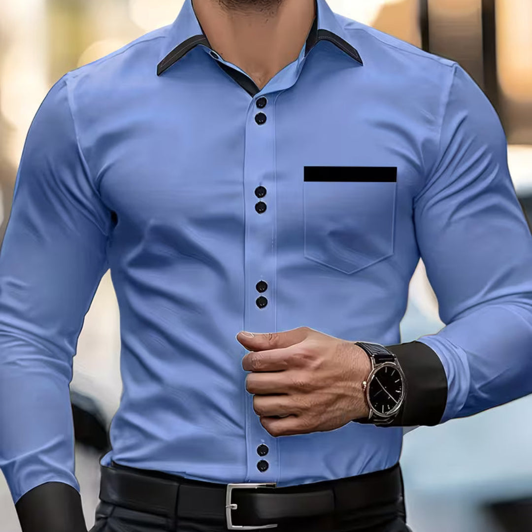 Men's Contrast-Trim Button-Front Shirt original product view 5