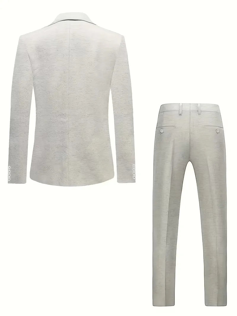 Slim Fit Linen Suit Set Men Linen Tailored Blazer Coordinated Trouser Summer Formal