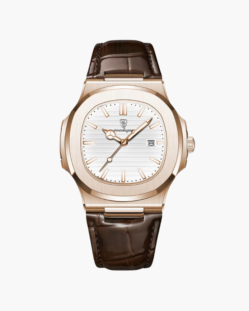 Watch Chronograph Leather Strap Luminous Markers
