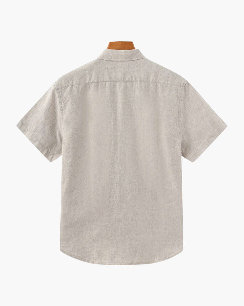 Short Sleeve Linen Blend Shirt Relaxed Button Up Summer Fit