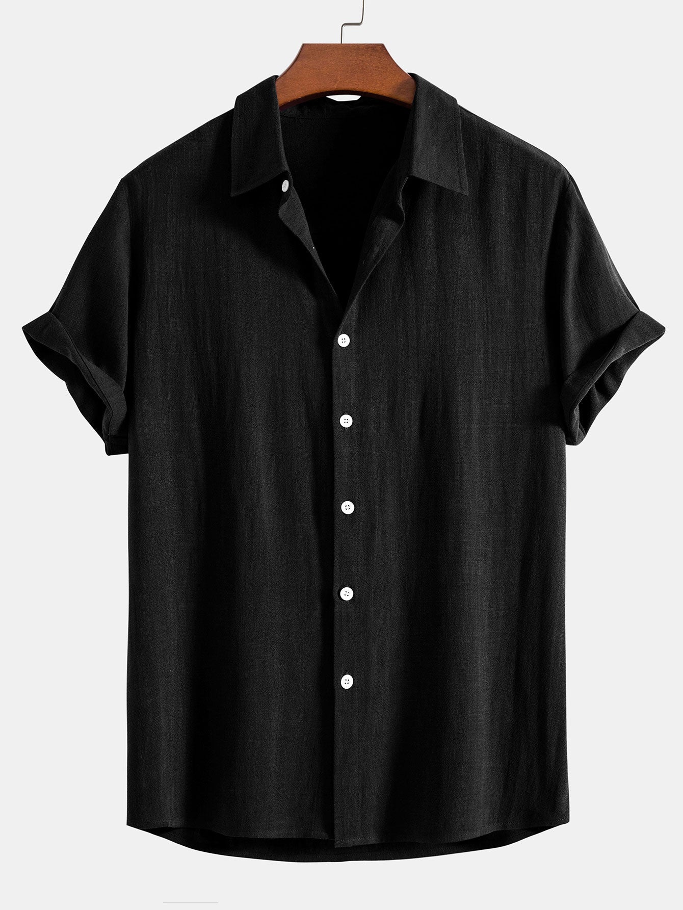 Men's Shirt Linen Blend Camp Collar Short Sleeve