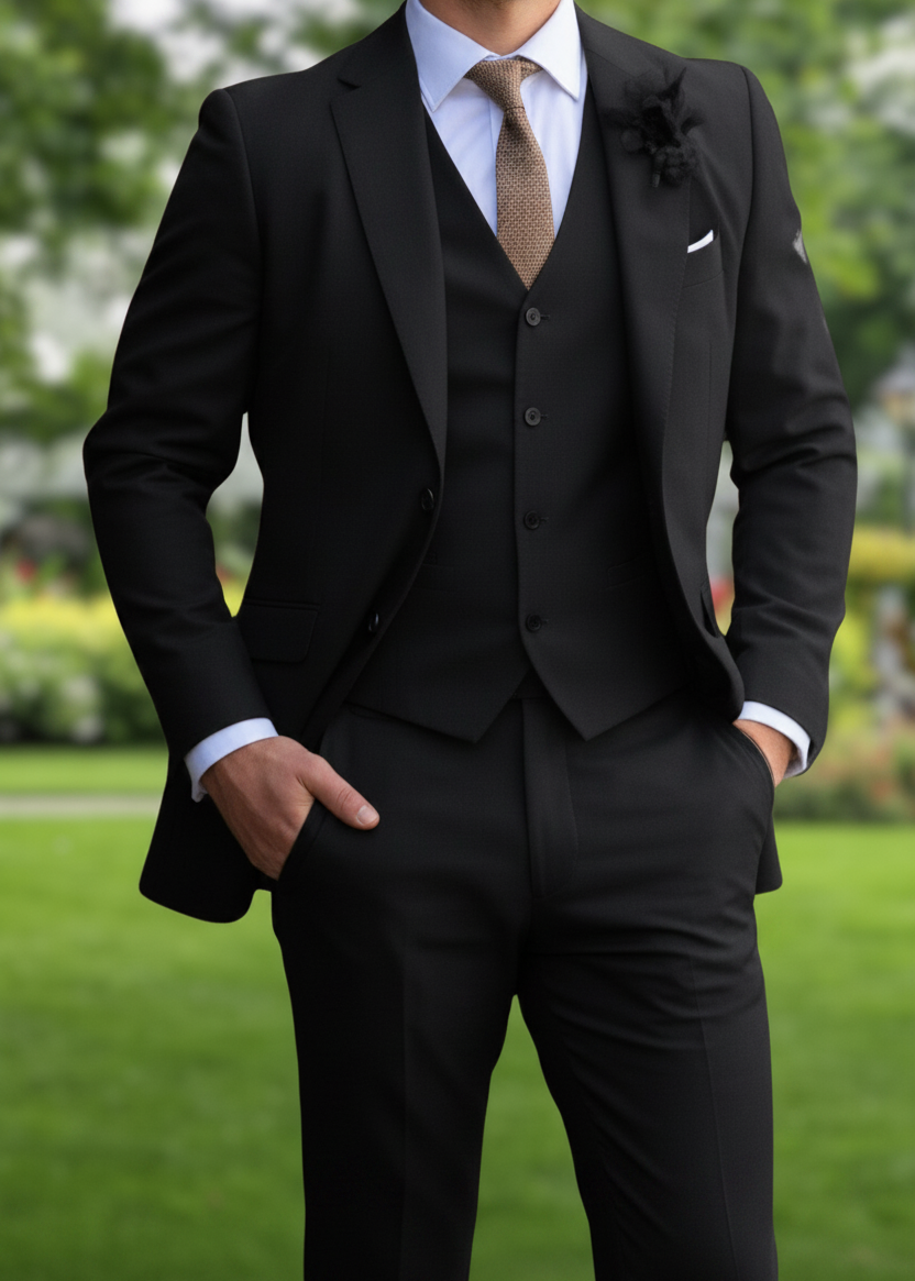 Suit Three Piece Slim Fit Notch Lapel Waistcoat