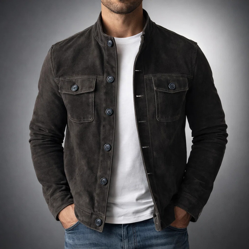 Overshirt Suede Flap Pockets Military Cut