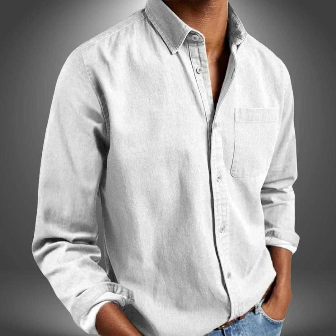 Shirt Button Down Long Sleeve Chest Pocket