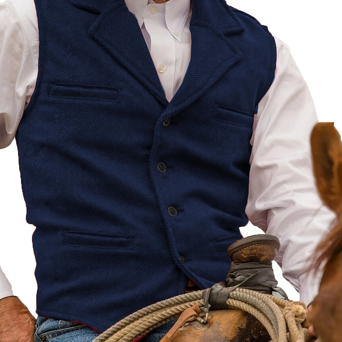Men's Herringbone Notch-Lapel Waistcoat photo 6