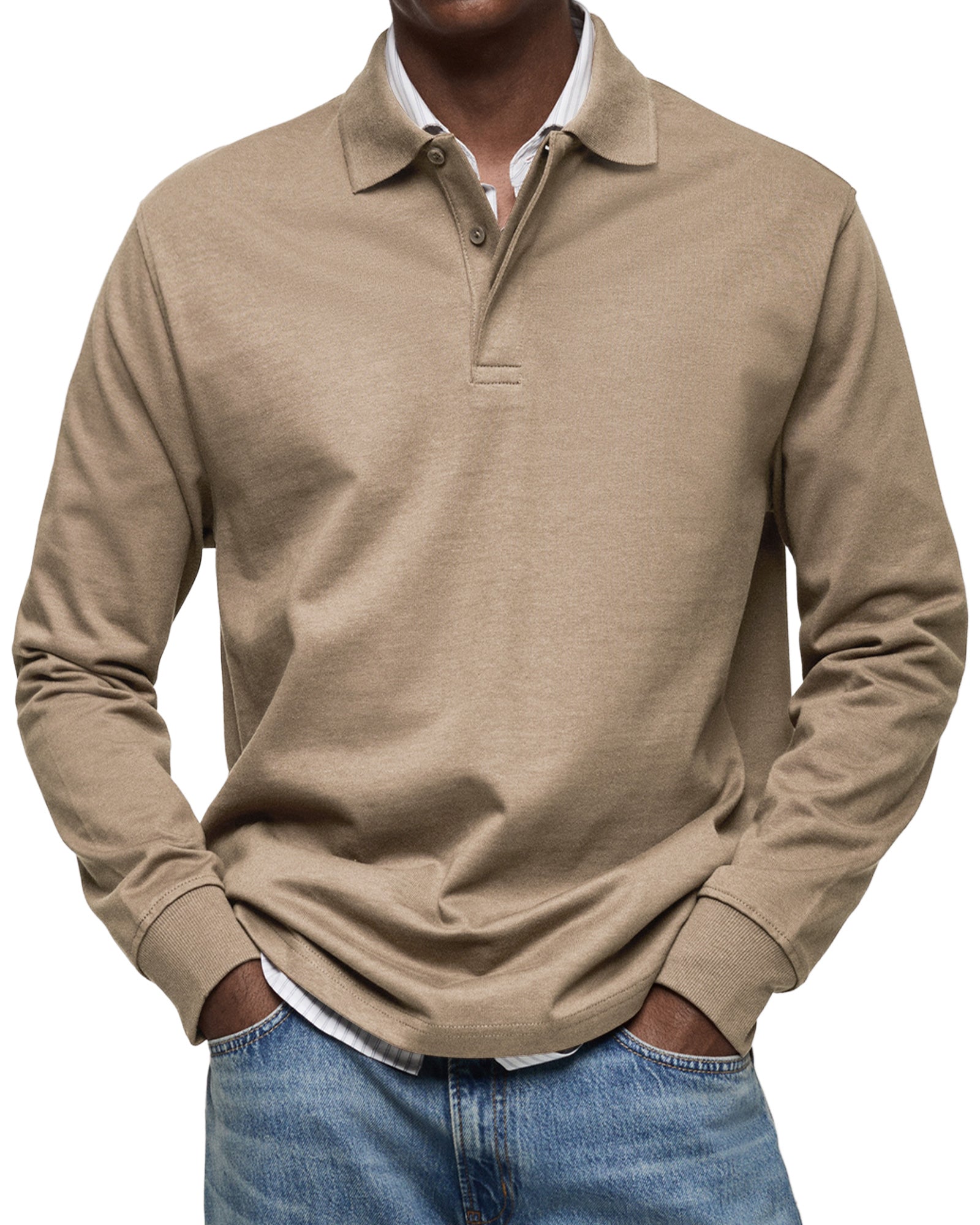 Long Sleeve Polo Shirt Men Casual Rugby Sweatshirt