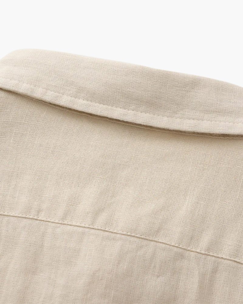 Linen Shirt Men Long Sleeve Casual Button Up Summer Shirt