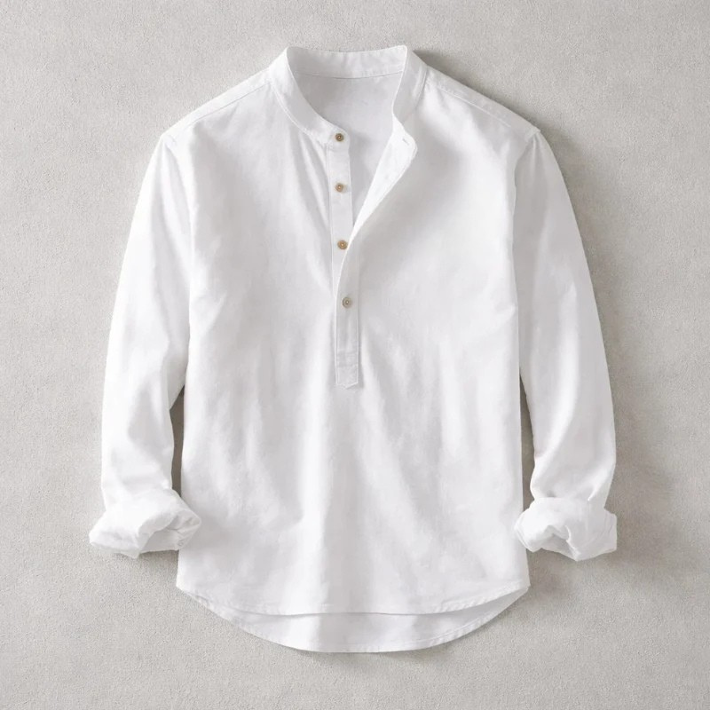 Polo Shirt Linen Japanese Washed Slim Fit Rolled Cuff