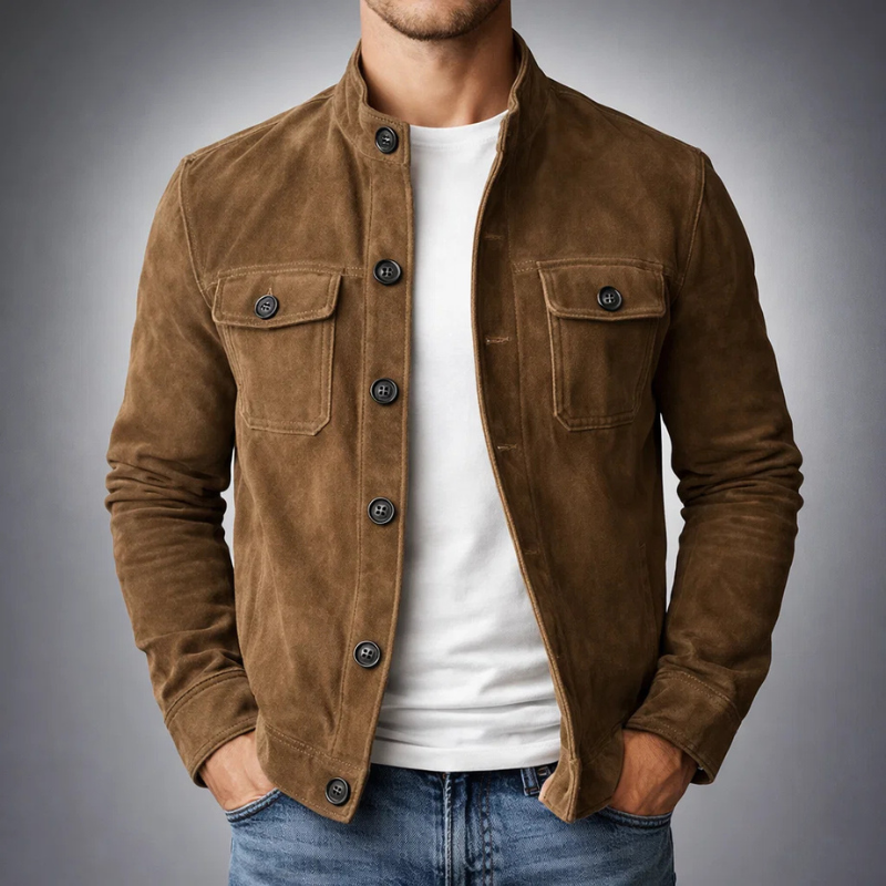 Overshirt Suede Flap Pockets Military Cut