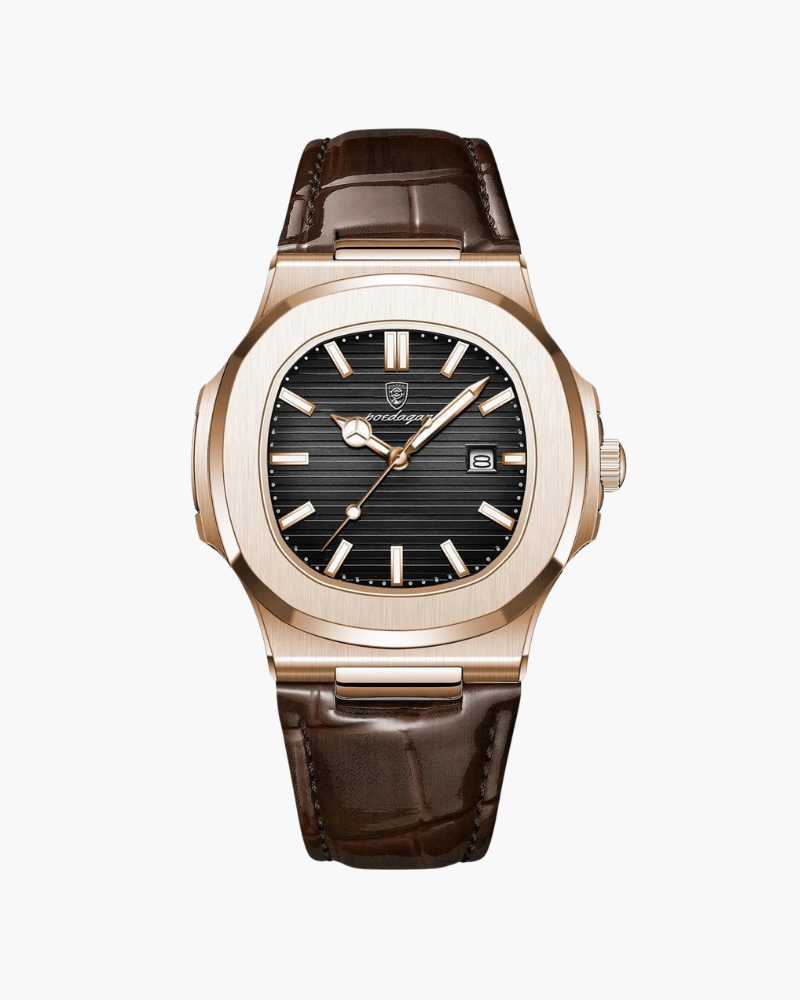 Watch Chronograph Leather Strap Luminous Markers