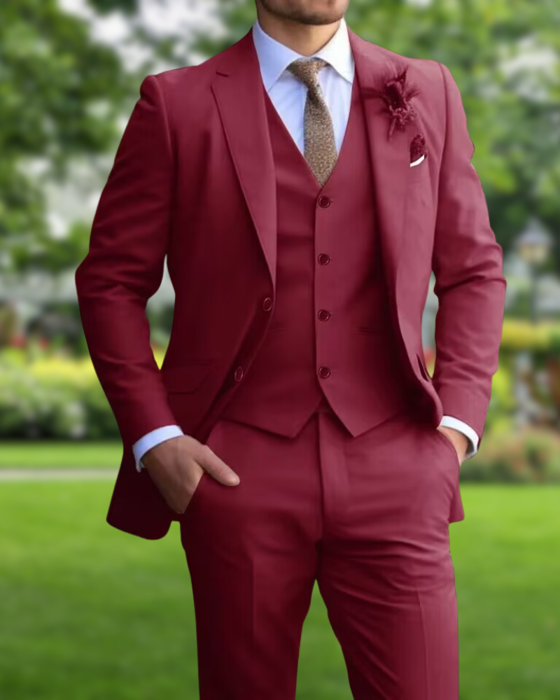 Suit Three Piece Slim Fit Notch Lapel Waistcoat