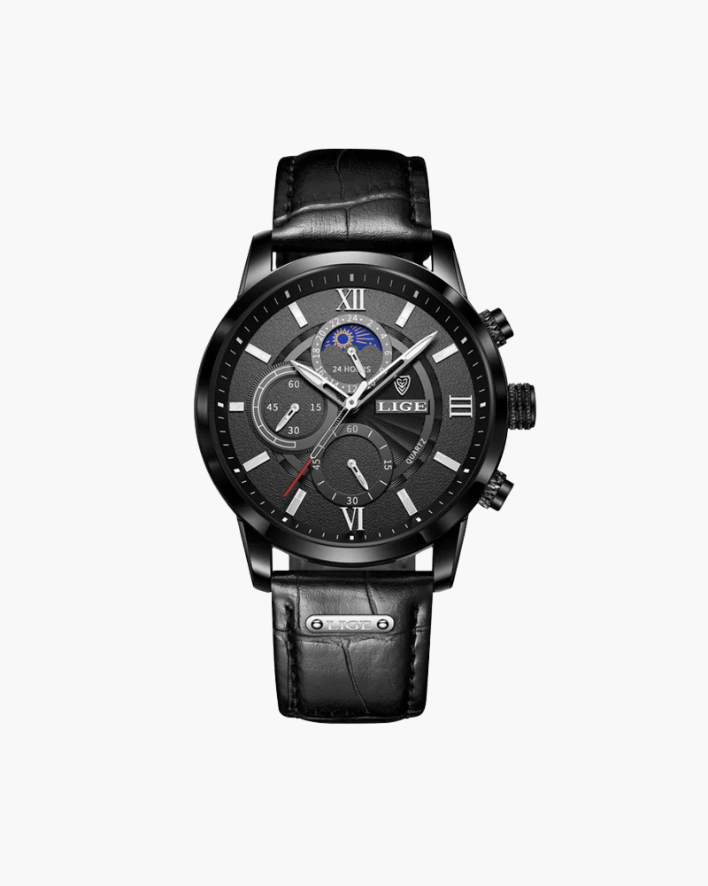 Watch Leather Strap Quartz Waterproof