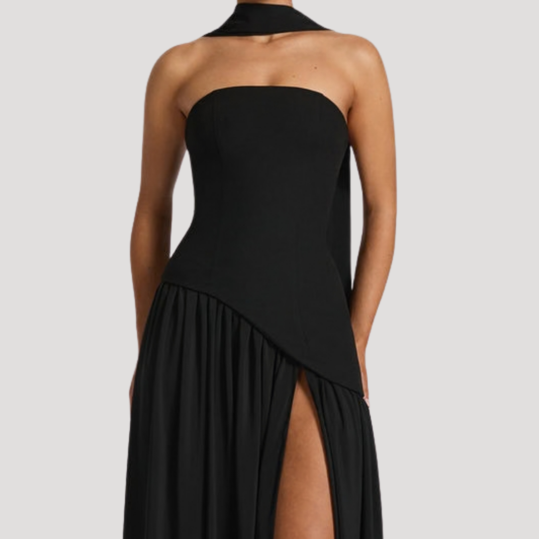 Halter Neck Maxi Dress Women Elegant Slit Formal Evening Dress