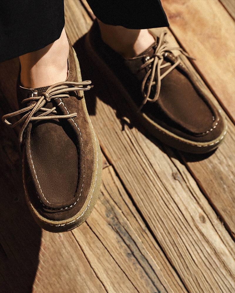 Shoe Suede Lace Up Rubber Sole