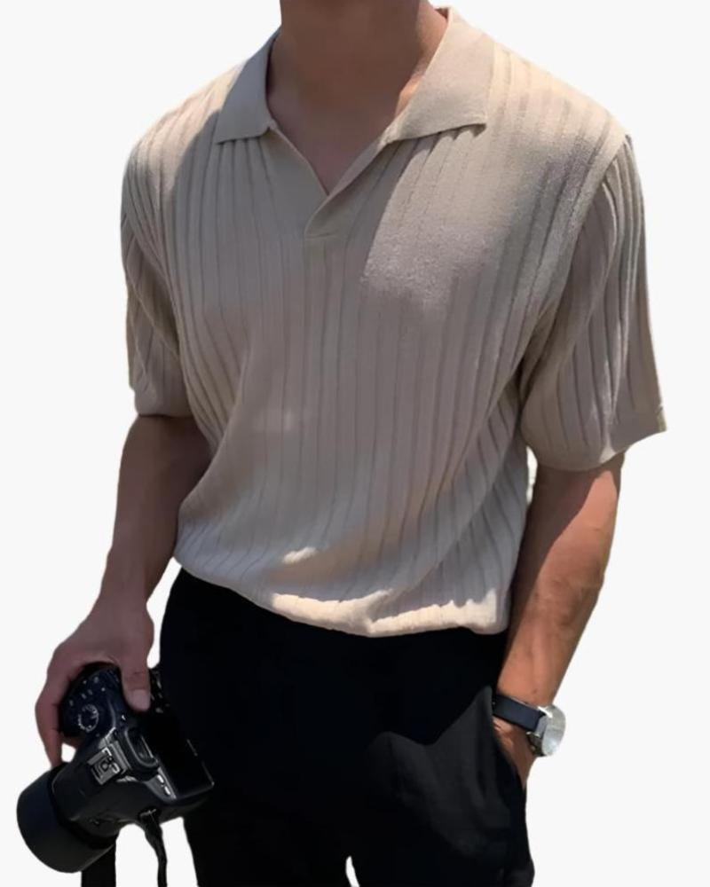 Polo Shirt Cotton Ribbed Mesh Detail