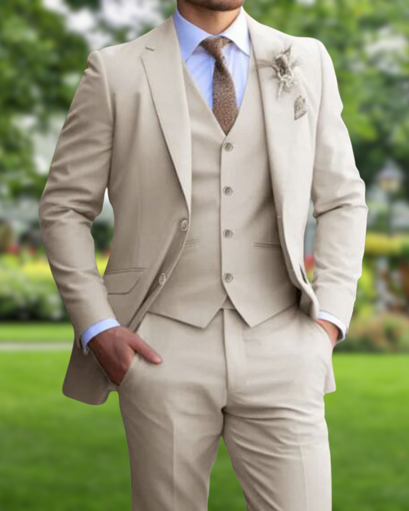 Suit Three Piece Slim Fit Notch Lapel Waistcoat