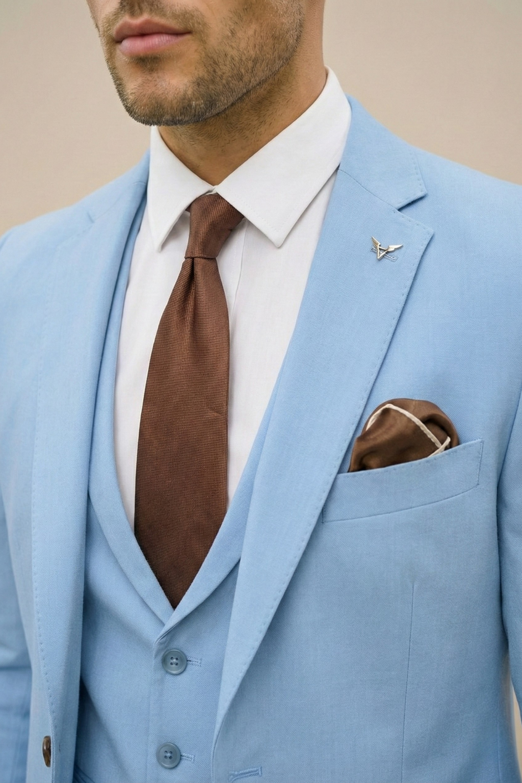 Ensemble de costume trois pièces pour hommes en tissu tissé, revers cranté, gilet, pantalon jambe droite formel