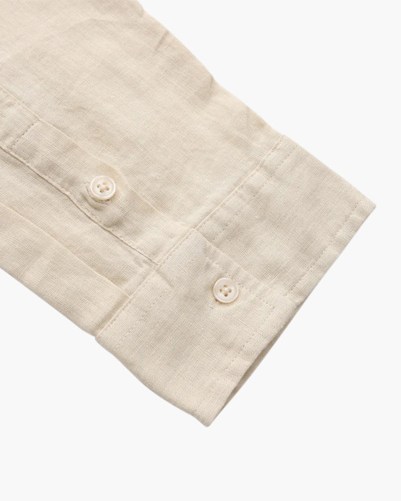 Linen Shirt Men Long Sleeve Casual Button Up Summer Shirt