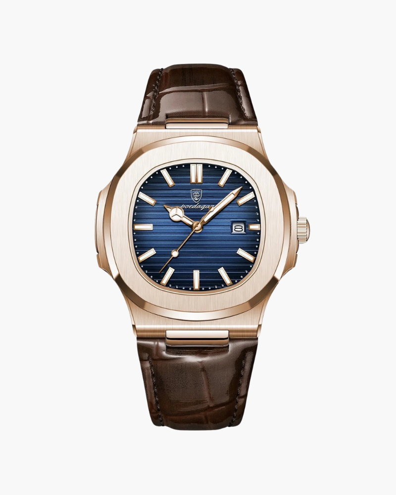 Watch Chronograph Leather Strap Luminous Markers