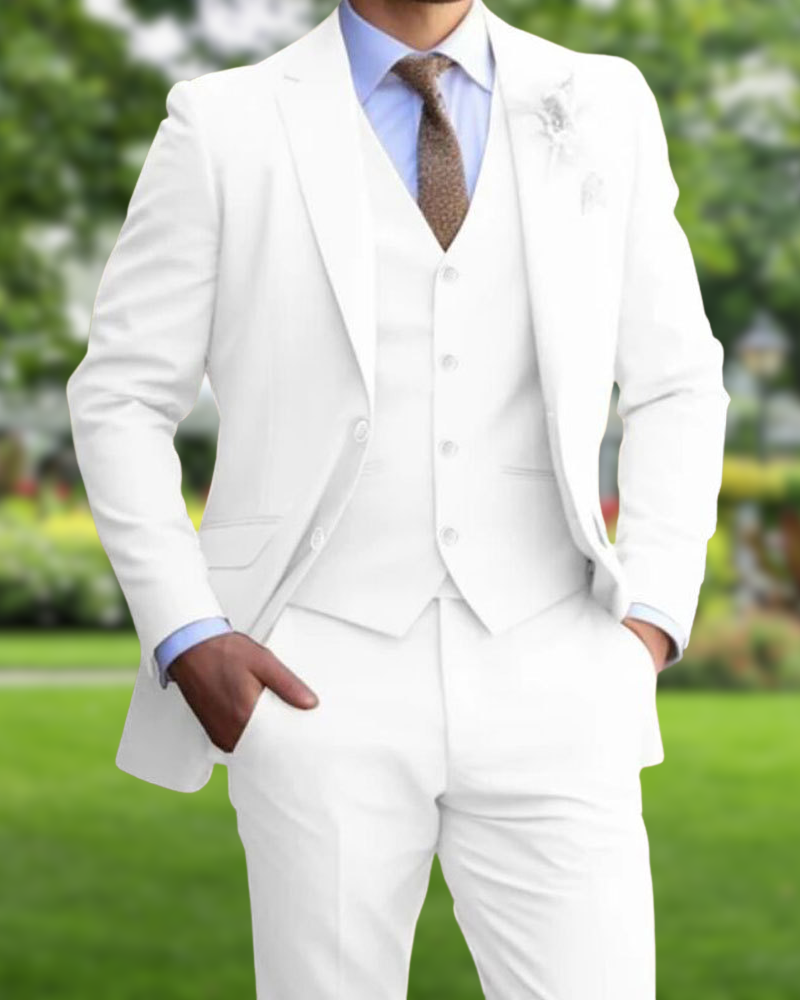 Suit Three Piece Slim Fit Notch Lapel Waistcoat