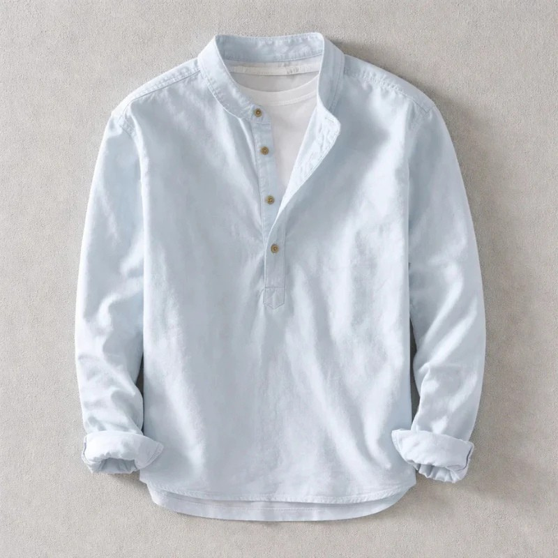 Polo Shirt Linen Japanese Washed Slim Fit Rolled Cuff
