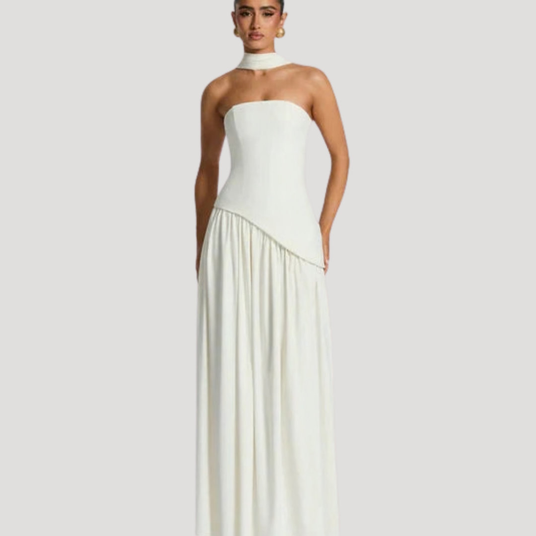 Halter Neck Maxi Dress Women Elegant Slit Formal Evening Dress
