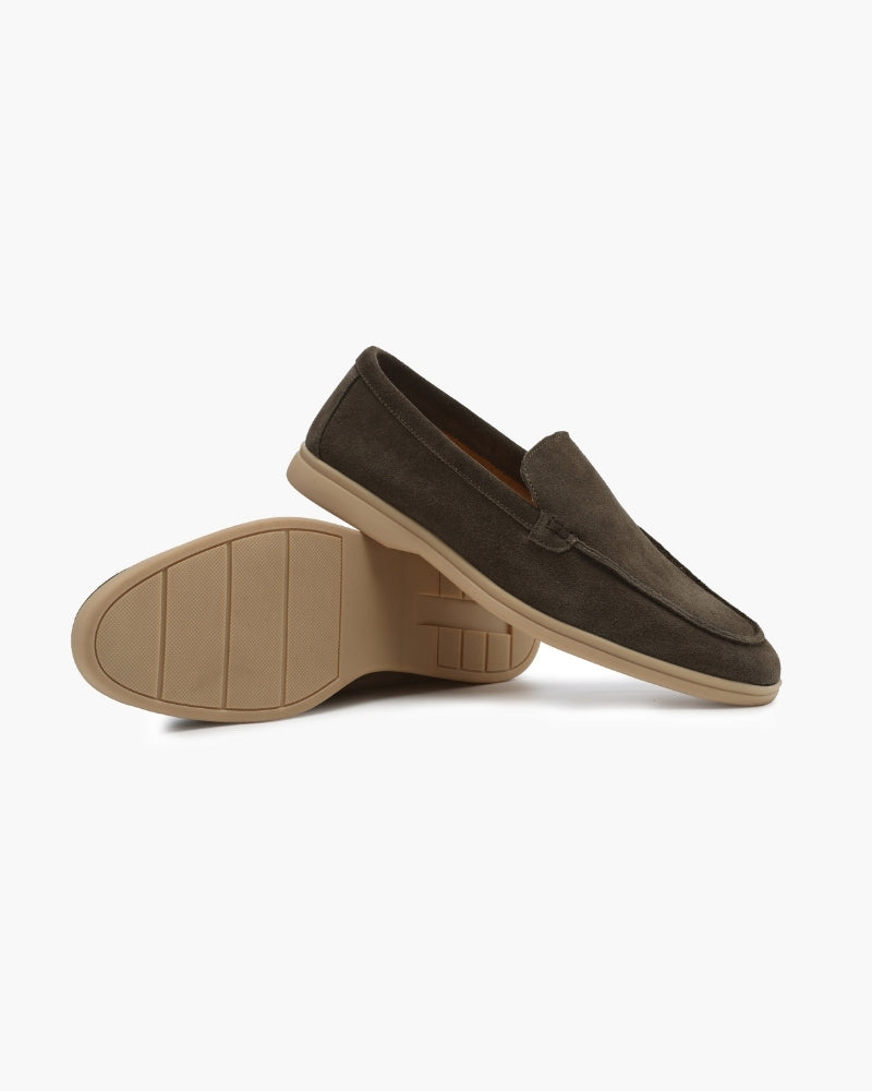 Loafer Suede Slip On Moccasin Toe Braided Vamp