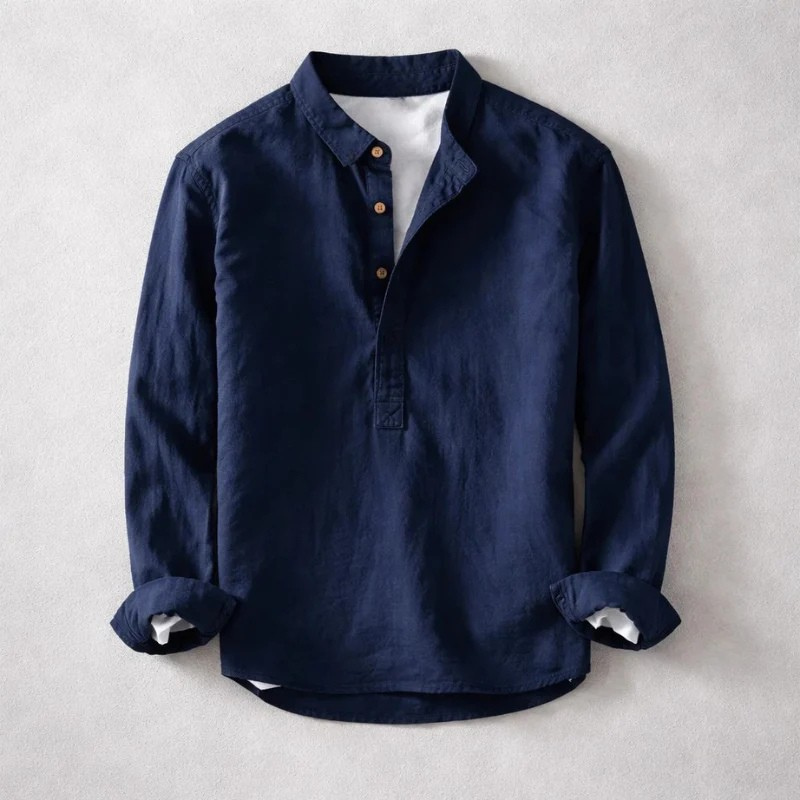 Polo Shirt Linen Japanese Washed Slim Fit Rolled Cuff