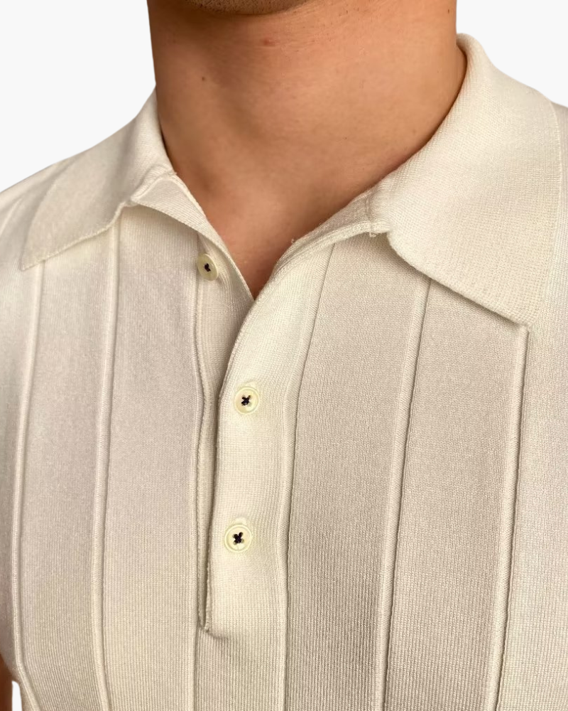 Polo Shirt Cotton Ribbed Slim Fit Knit