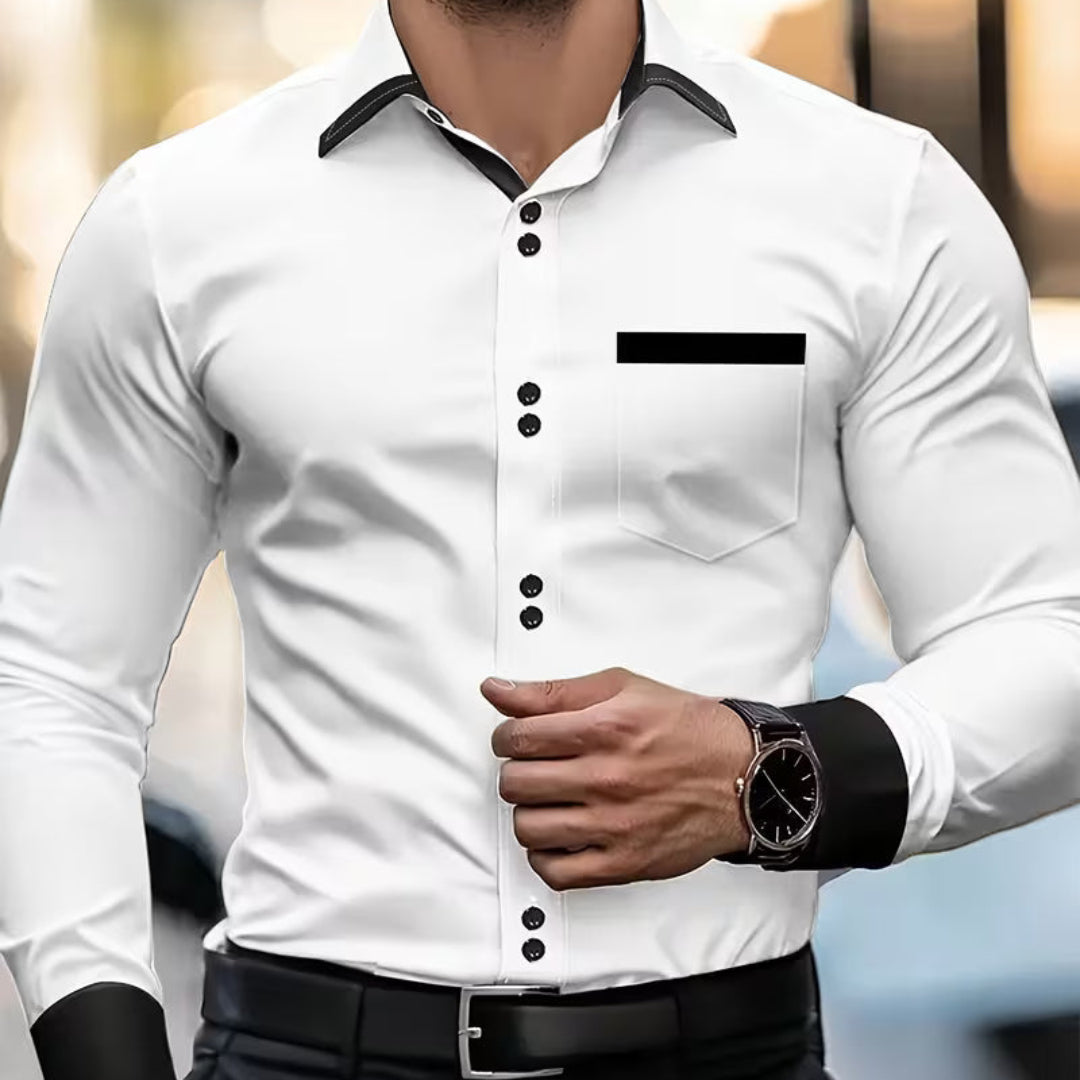 Men's Contrast-Trim Button-Front Shirt original product view 1