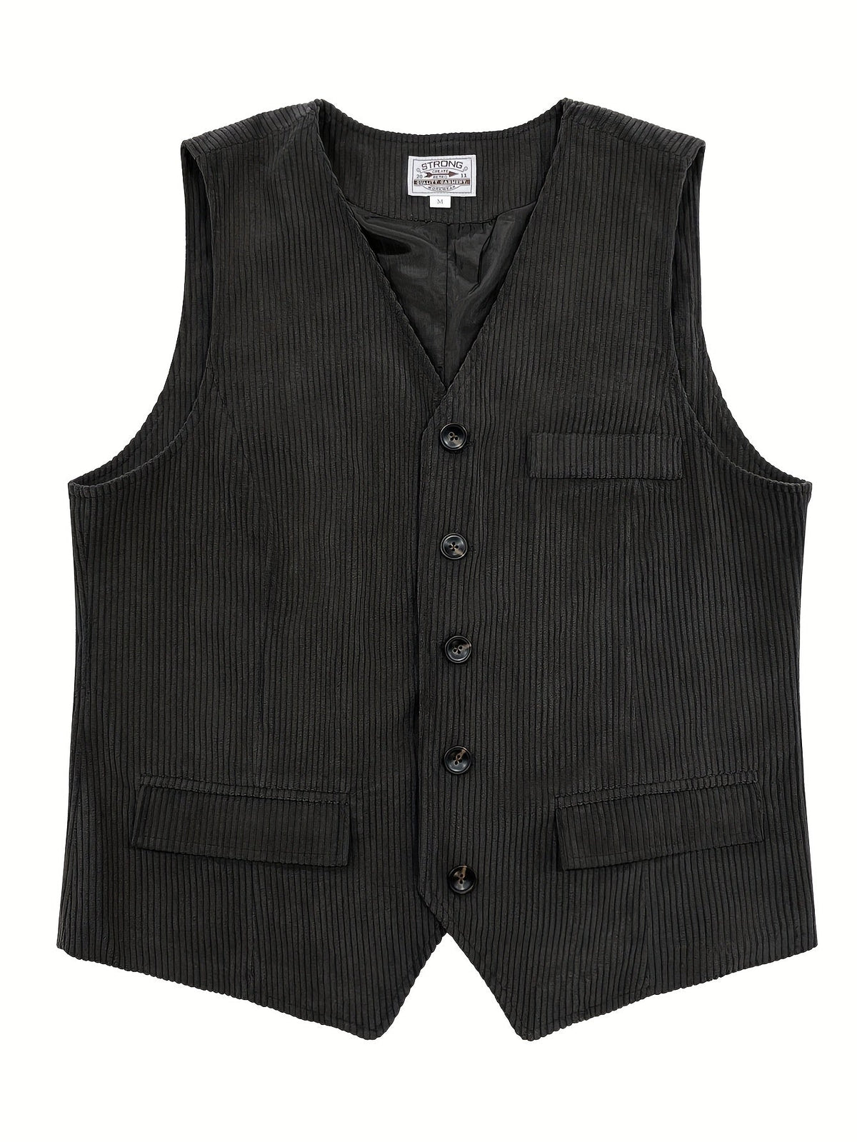 Men's Vest V Neck Button Front Textured Vintage Style