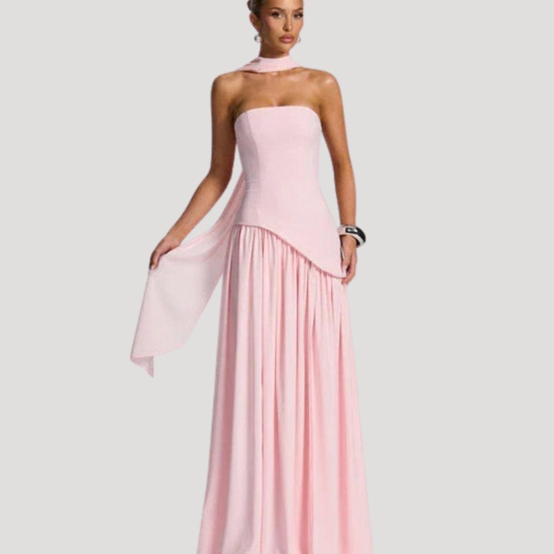 Halter Neck Maxi Dress Women Elegant Slit Formal Evening Dress