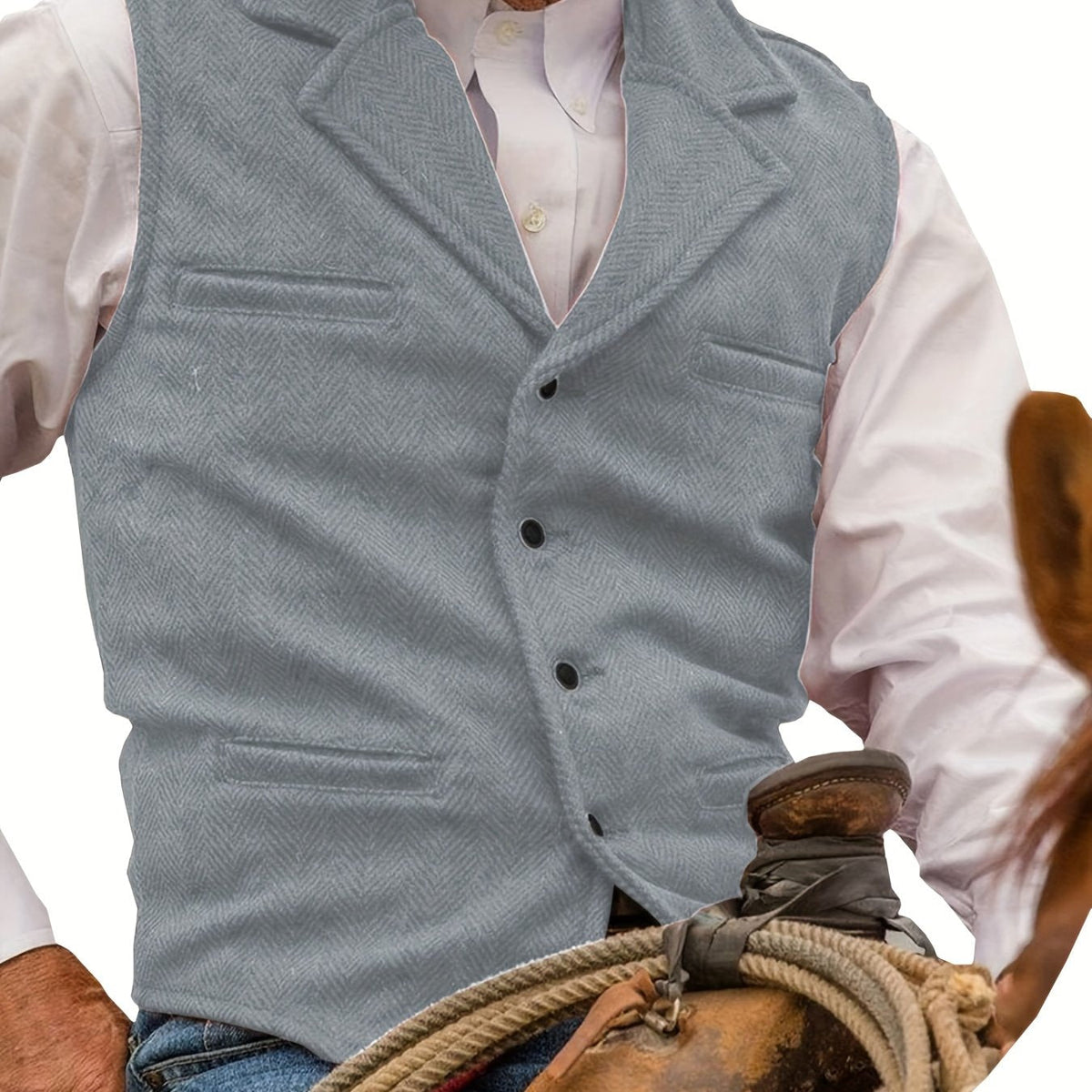 Men's Herringbone Notch-Lapel Waistcoat photo 12