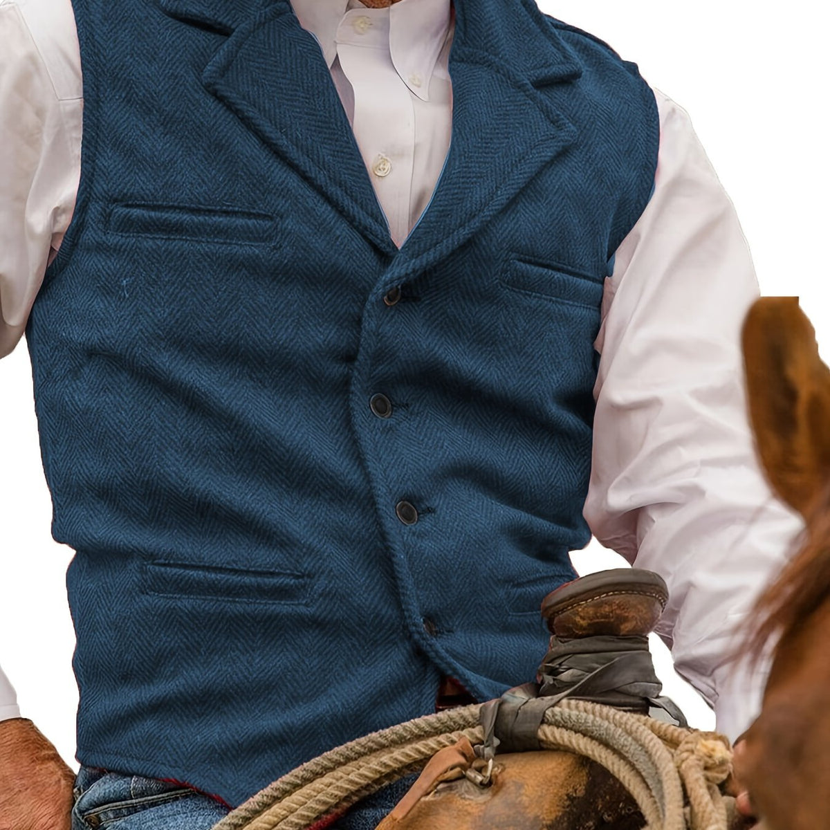 Men's Herringbone Notch-Lapel Waistcoat photo 10