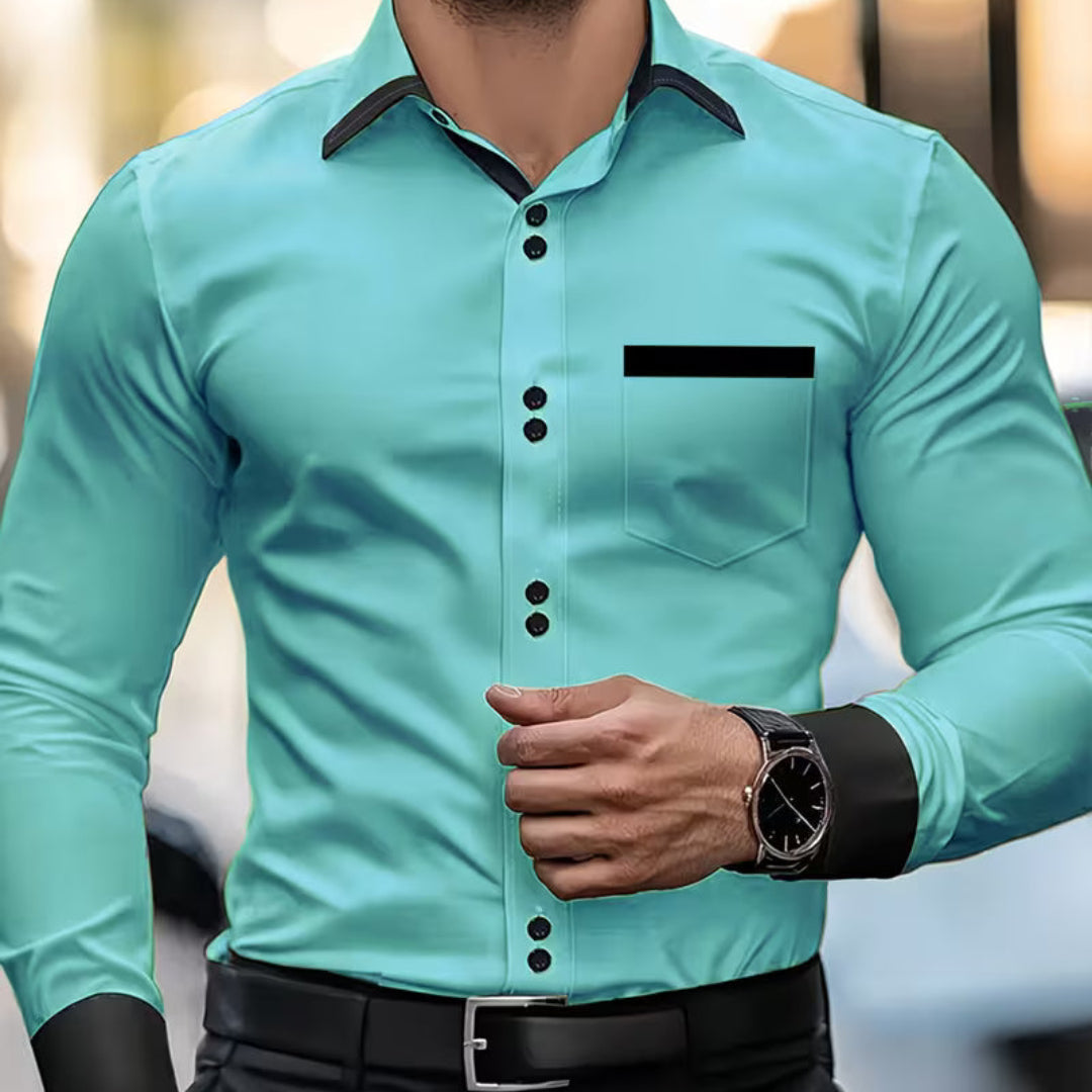 Men's Contrast-Trim Button-Front Shirt original product view 6