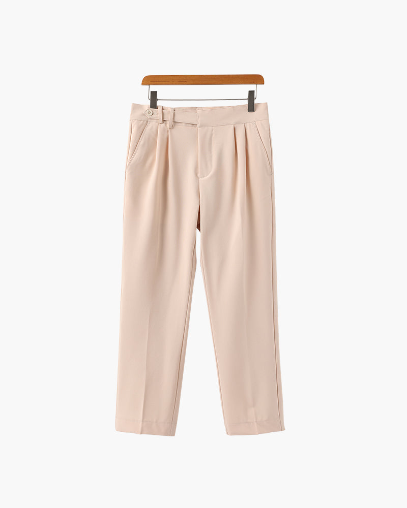 Trousers Silk Cotton Blend High Waist Tailored Fit