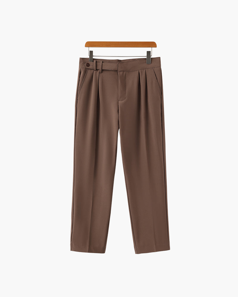 Trousers Silk Cotton Blend High Waist Tailored Fit