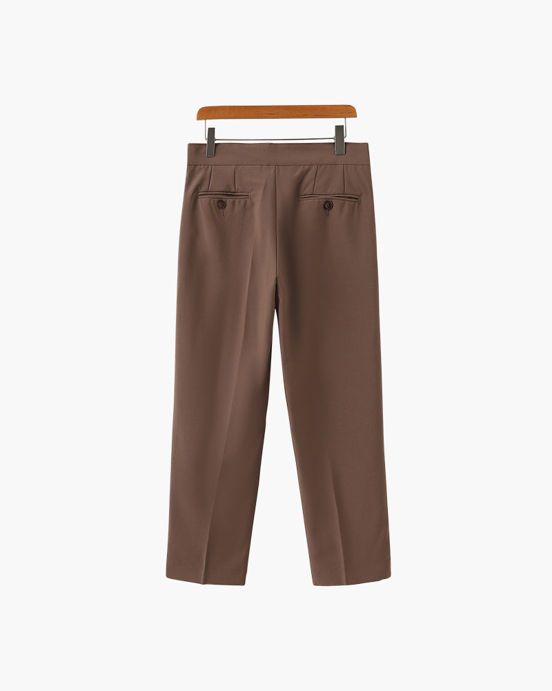 Trousers Silk Cotton Blend High Waist Tailored Fit