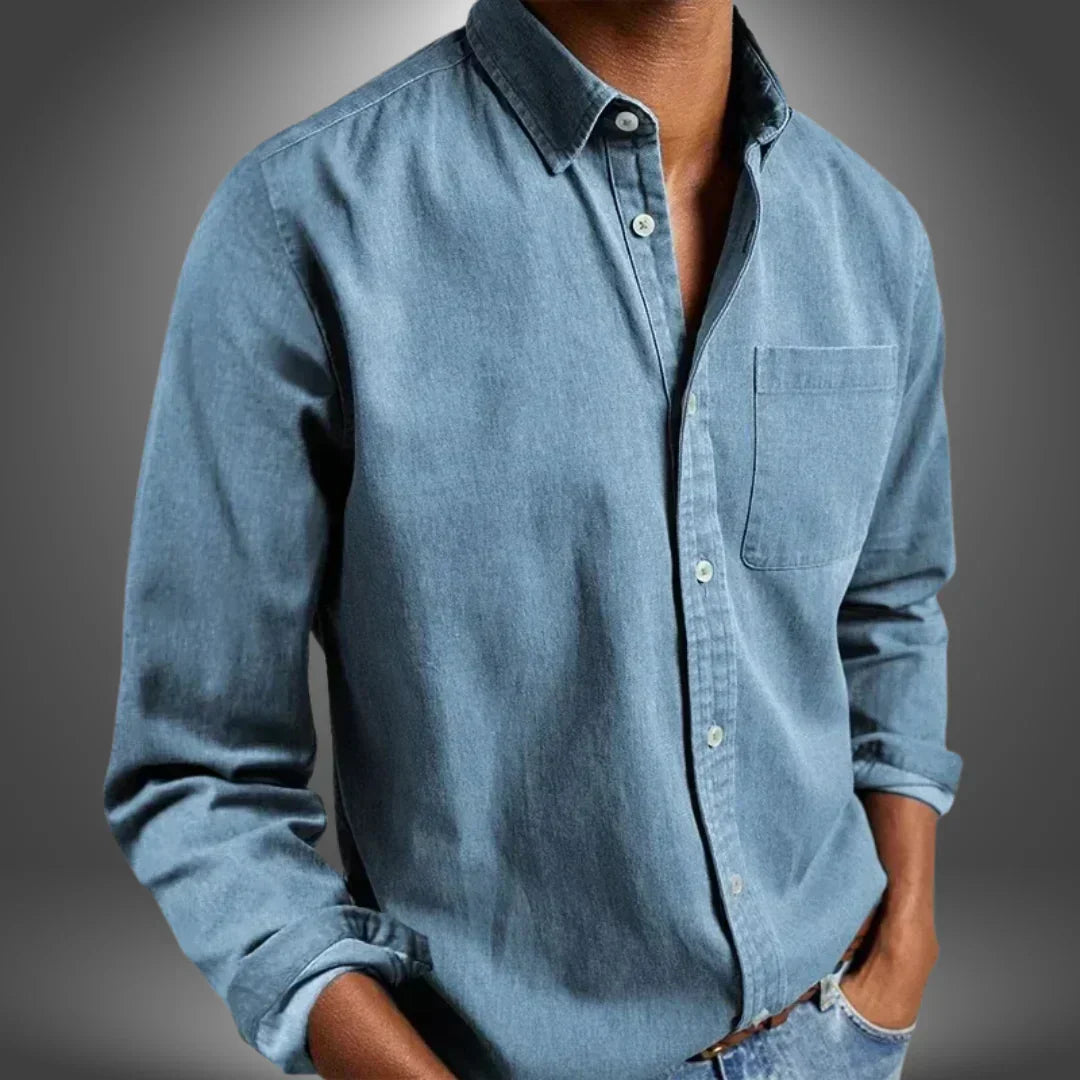 Shirt Button Down Long Sleeve Chest Pocket