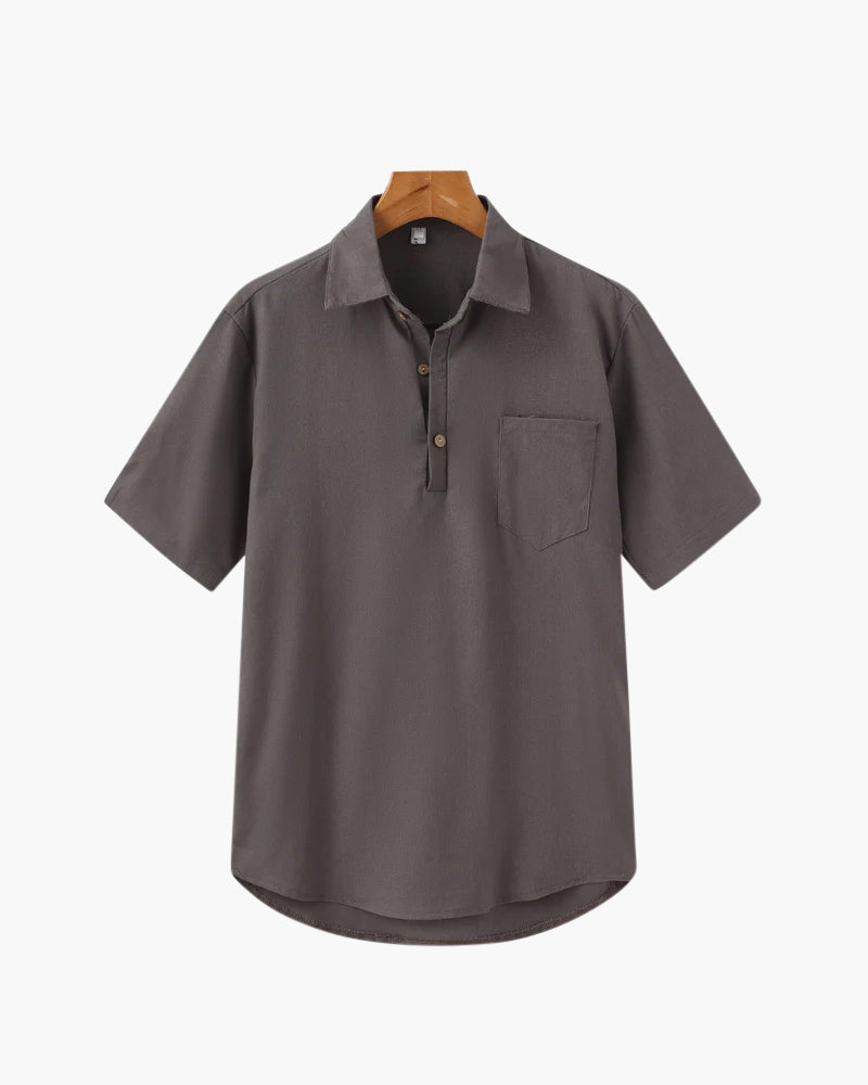 Polo Shirt Linen Short Sleeve Relaxed Fit