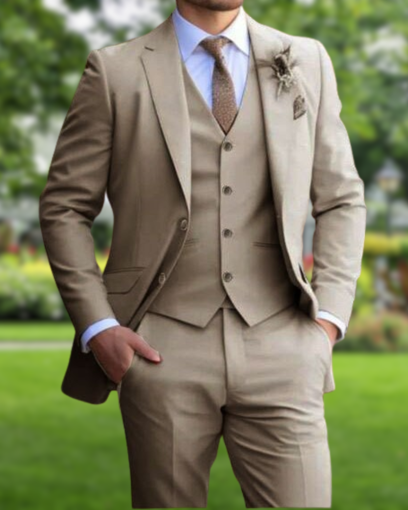 Suit Three Piece Slim Fit Notch Lapel Waistcoat