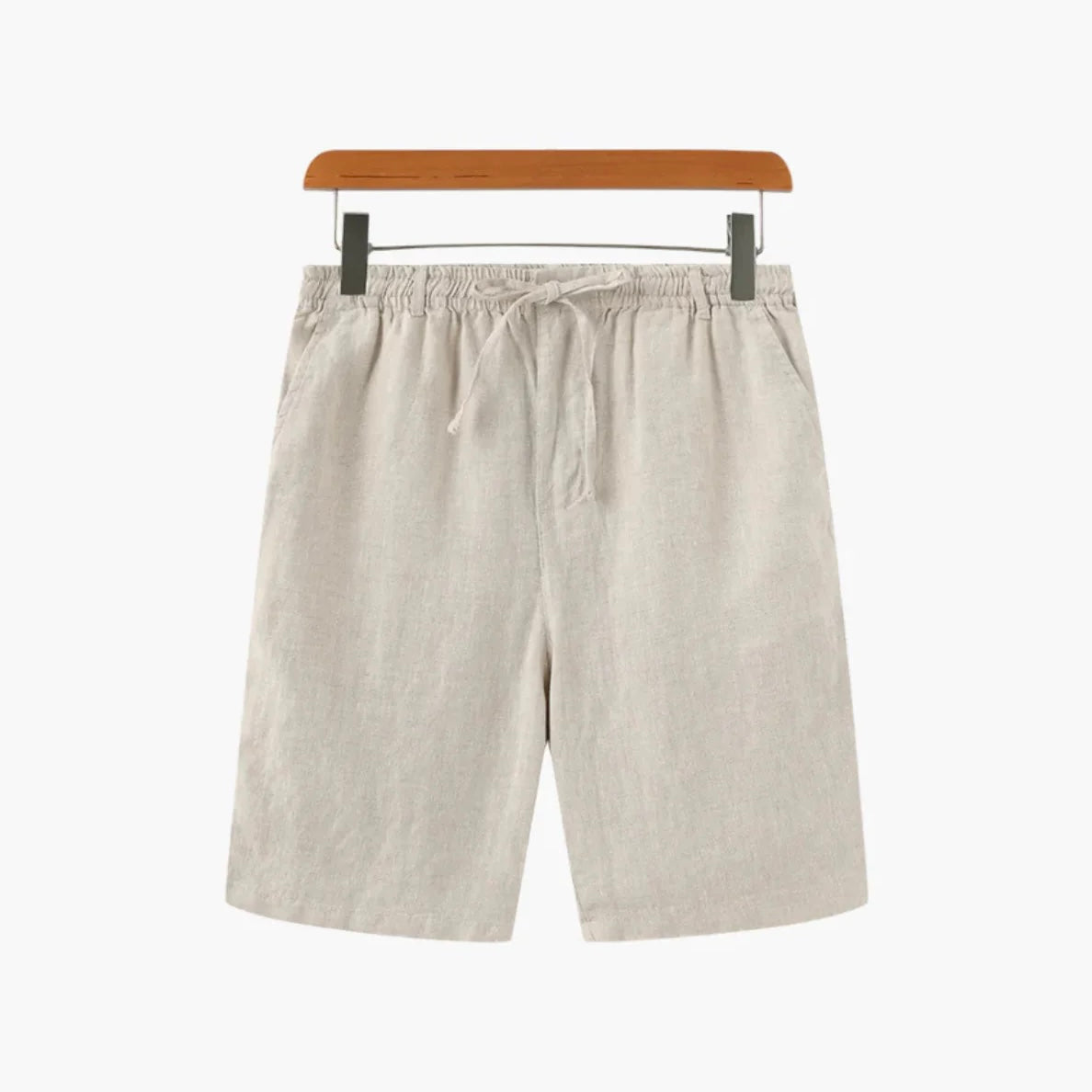 Linen Drawstring Shorts Men Linen Elasticated Waist Relaxed Straight Leg Summer