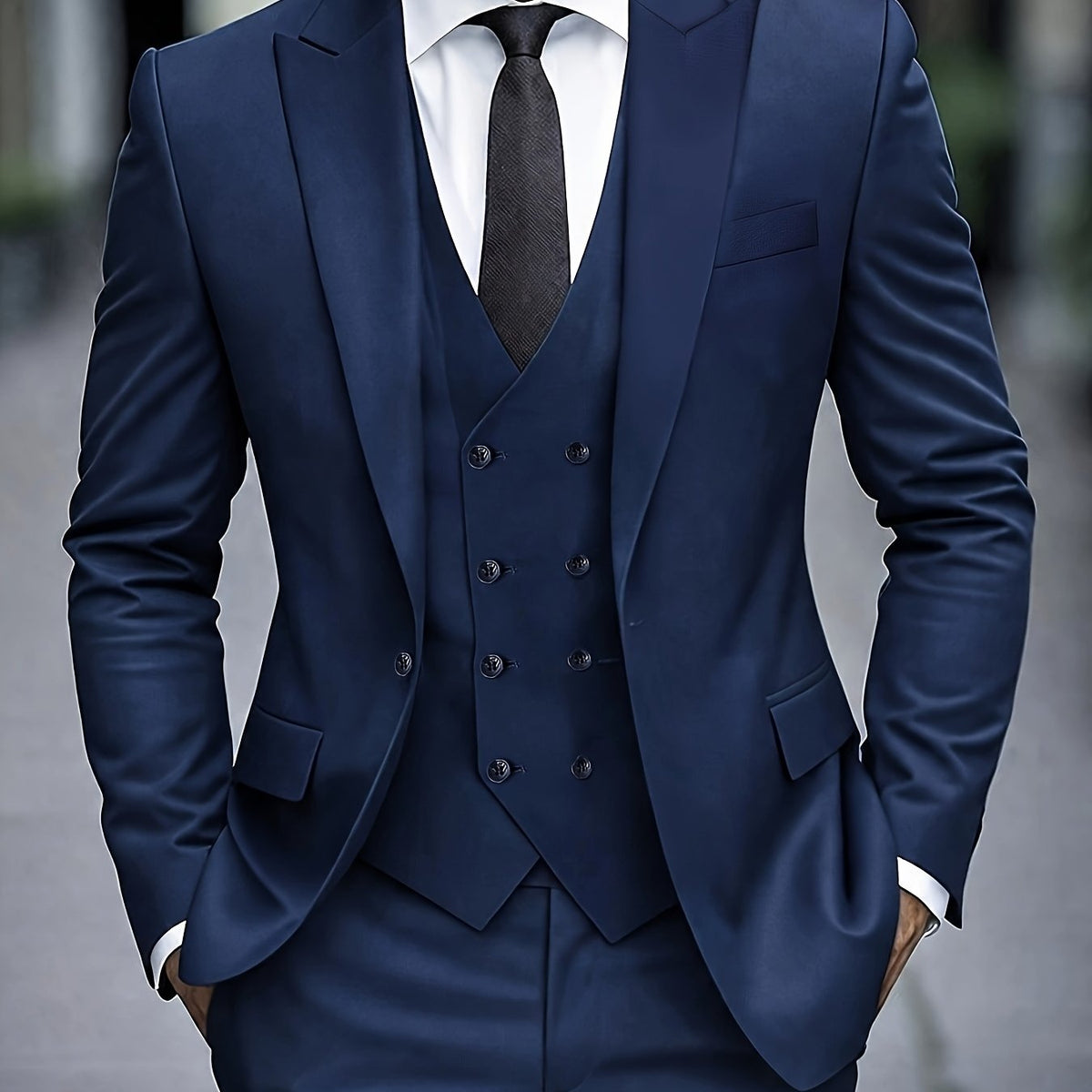Men's Three Piece Suit Slim Fit Notch Lapel Jacket Waistcoat and Trousers